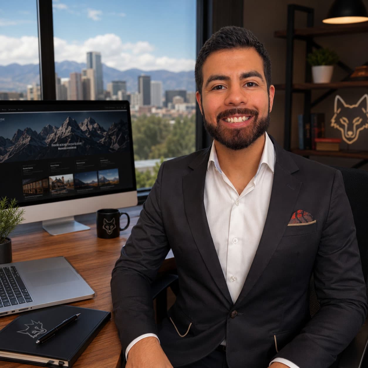 Ted Martinez, founder of Precise Wolf Digital, at his desk in Denver